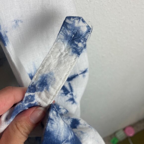 Rachel Zoe Size Large Linen Hooded Button Down Blouse Tie Dye Costal Beah Boxy - Picture 4 of 8